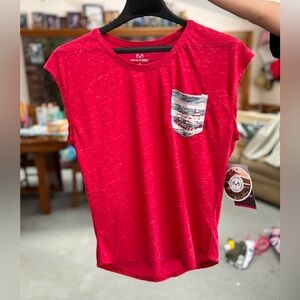 Realtree Red Tee with Striped Pocket
